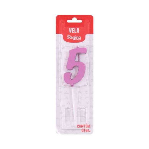 Vela Regina Pick Nº 5 Cor Pink Metalizado - Embalagem com 1 UN