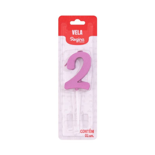 Vela Regina Pick Nº 2 Cor Pink Metalizado - Embalagem com 1 UN