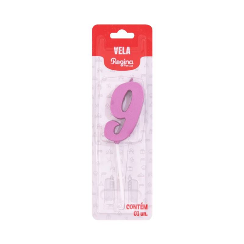 Vela Regina Pick Nº 9 Cor Pink Metalizado - Embalagem com 1 UN