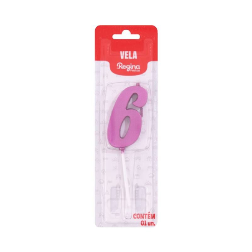 Vela Regina Pick Nº 6 Cor Pink Metalizado - Embalagem com 1 UN