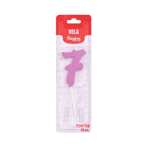 Vela Regina Pick Nº 7 Cor Pink Metalizado - Embalagem com 1 UN