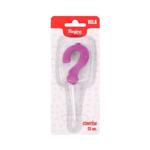 Vela Regina Pick Interrogação (?) Cor Pink Metalizado - Embalagem com 1 UN