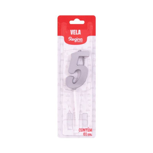 Vela Regina Pick Nº 5 Cor Prata Metalizado - Embalagem com 1 UN