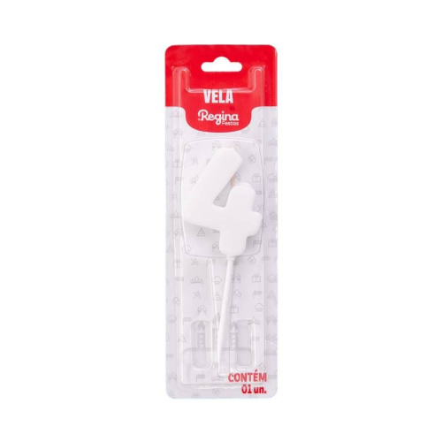 Vela Regina Pick Nº 4 Colors Branca - Embalagem com 1 UN