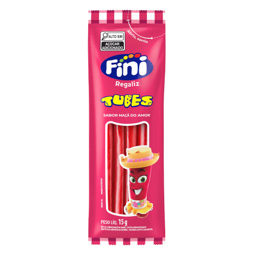 Gelatina Fini Tubes Maçã do Amor - Embalagem com 15G