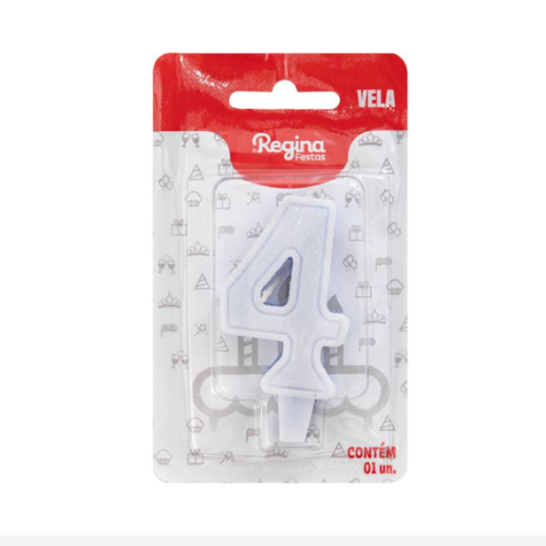 Vela Regina Glitter Azul N°4 - Embalagem com 1 UN