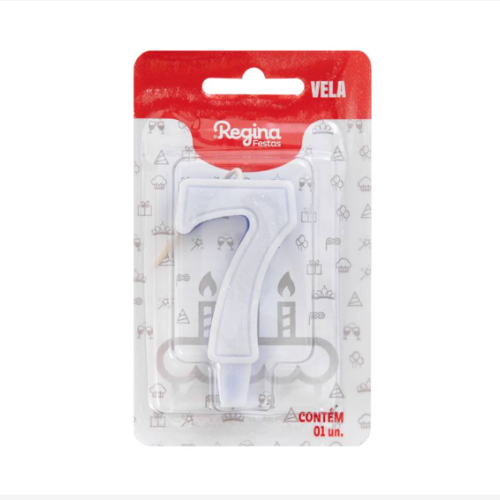 Vela Regina Glitter Azul N°7 - Embalagem com 1 UN