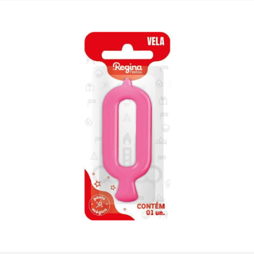 Vela Regina Parabéns Pink N°0 - Embalagem com 1 UN