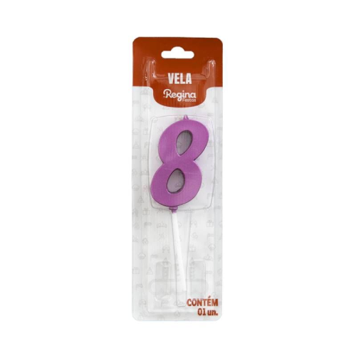 Vela Regina Pick Nº 8 Cor Pink Metalizado - Embalagem com 1 UN