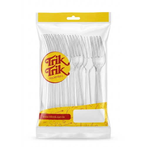 Garfo Super Trik Trik Cor Cristal - Embalagem com 50UN