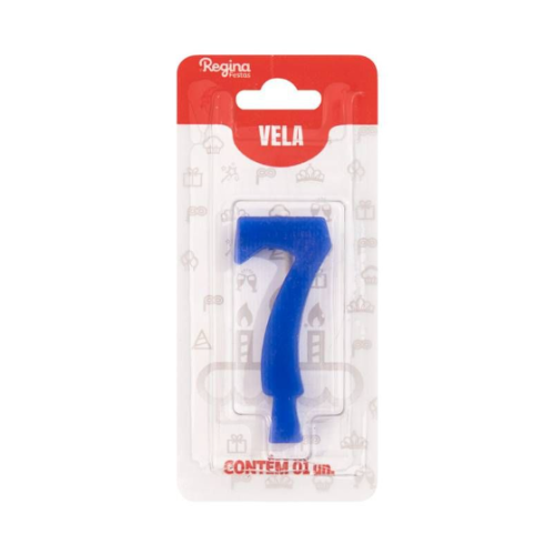 Vela Regina Aniversário Azul N°7 - Embalagem com 1 UN