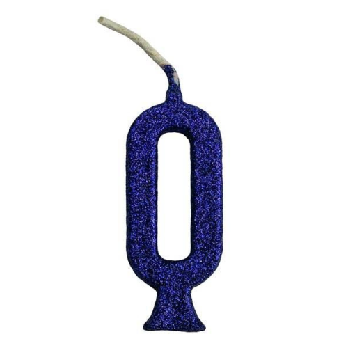 Vela Regina Parabéns Glitter Azul N°0 - Embalagem com 1 UN