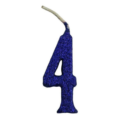 Vela Regina Parabéns Glitter Azul N°4 - Embalagem com 1 UN
