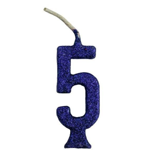 Vela Regina Parabéns Glitter Azul N°5 - Embalagem com 1 UN