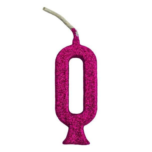 Vela Regina Parabéns Glitter Pink N°0 - Embalagem com 1 UN