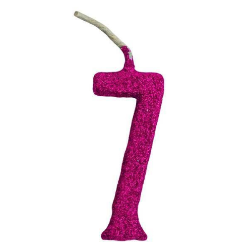 Vela Regina Parabéns Glitter Pink N°7 - Embalagem com 1 UN
