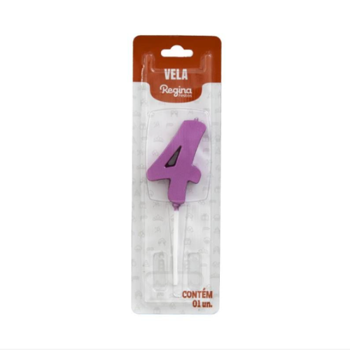Vela Regina Pick Metalizada Pink N°4 - Embalagem com 1 UN