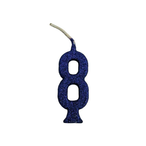 Vela Regina Parabéns Glitter Azul N°8 - Embalagem com 1 UN