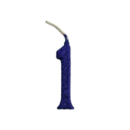 Vela Regina Parabéns Glitter Azul N°1 - Embalagem com 1 UN
