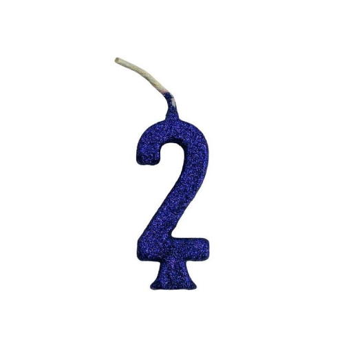 Vela Regina Parabéns Glitter Azul N°2 - Embalagem com 1 UN