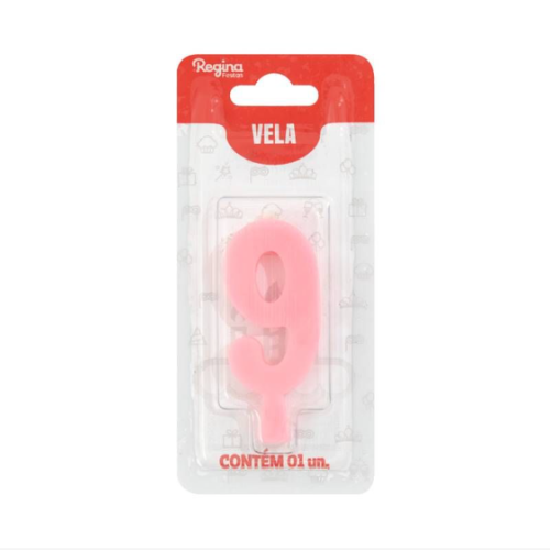 Vela Regina Aniversário Rosa N°9 - Embalagem com 1 UN