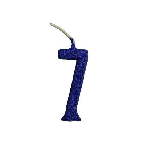 Vela Regina Parabéns Glitter Azul N°7 - Embalagem com 1 UN