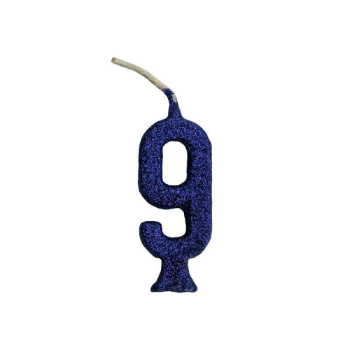 Vela Regina Parabéns Glitter Azul N°9 - Embalagem com 1 UN