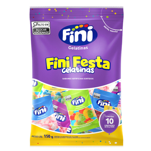 Bala de Gelatina Festa Mix Sortido 15G - Embalagem com 150G