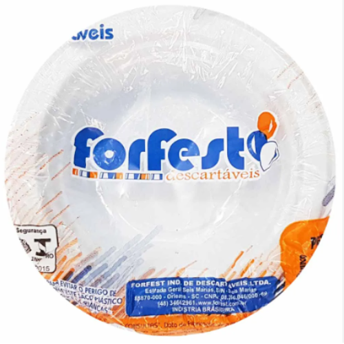 Prato Raso Descartável Forfest Branco 26CM - Embalagem com 10 UN