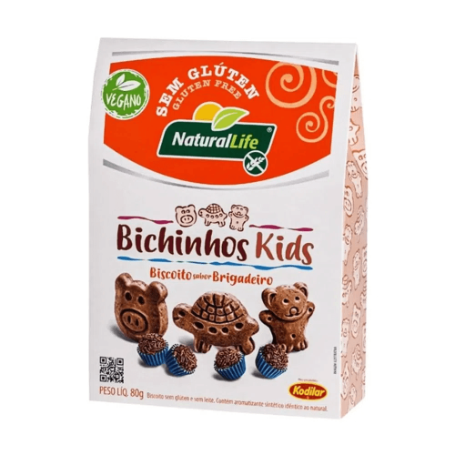 Biscoito Bichinhos Kids Sabor Brigadeiro NaturalLife - Embalagem com 80G