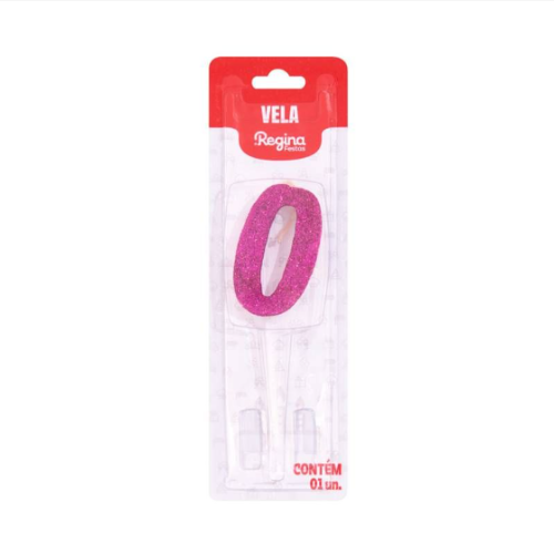 Vela Regina Pick Pink Glitter N°0 - Embalagem com 1 UN