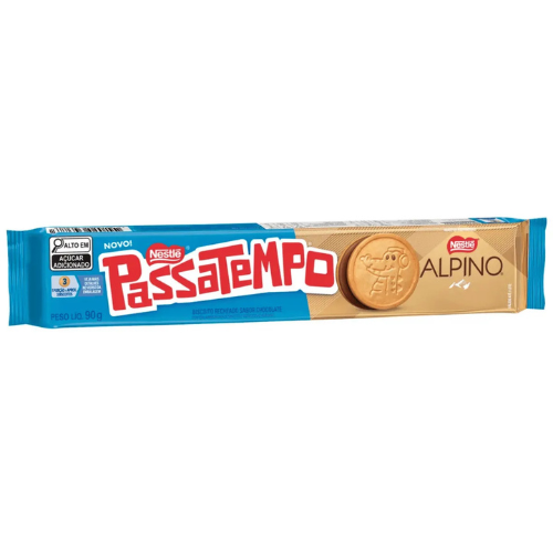 Biscoito Passatempo Recheio Sabor Chocolate Alpino - Embalagem com 90G