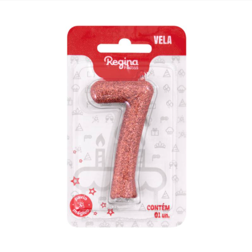 Vela Cintilante Regina Ouro Rosé N°7 - Embalagem com 1 UN