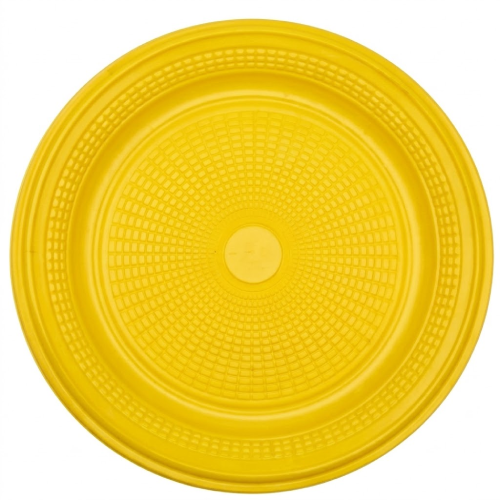 Prato Raso Descartável Trik Trik Amarelo 15CM - Embalagem com 10 UN