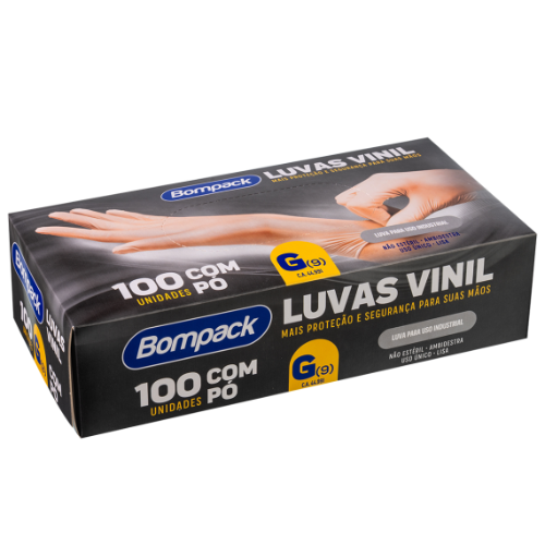 Luva Vinil com Pó Bompack Tam G - Embalagem com 100 UN