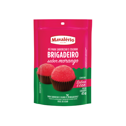 Pó para Saborizar e Colorir Brigadeiro Sabor Morango - Embalagem com 45G