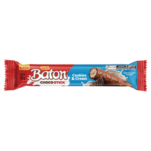Chocolate Baton Choco Stick Sabor Cookies & Cream - Embalagem com 26G