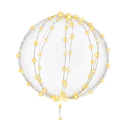 Balão Bubble Transparente com Fio de Led Dourada - Embalagem com 1 UN