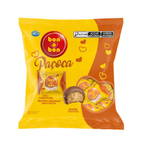 Bombom Arcor Bon o Bon Sabor Paçoca - Embalagem com 450G