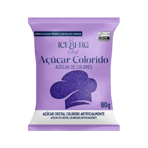 Açúcar Colorido Iceberg Chef Roxo - Embalagem com 80G