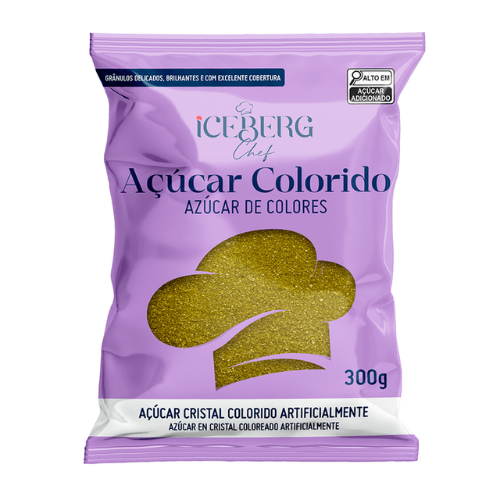 Açúcar Colorido Iceberg Chef Dourado - Embalagem com 300G