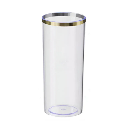 Copo Long Drink Transparente com Borda Dourada - Embalagem Para 340ML