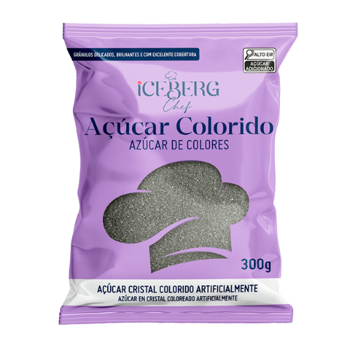 Açúcar Colorido Iceberg Chef Prateado - Embalagem com 300G