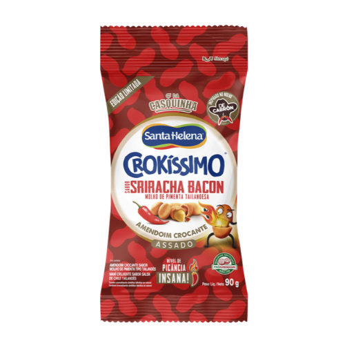 Amendoim Santa Helena Crokíssimo Sabor Sriracha Bacon - Embalagem com 90G
