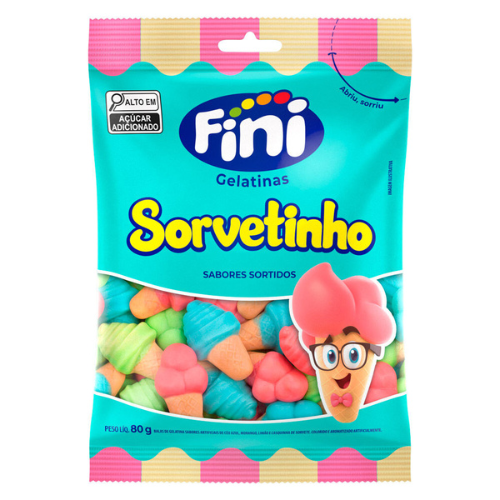 Gelatinas Fini Sorvetinho Sortido - Embalagem com 80G