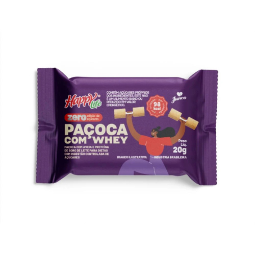 Paçoca Junco Zero Adição de Açúcar com Whey - Embalagem com 22G