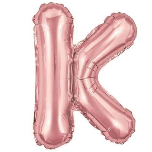 Balão Metalizado Rosé Letra K Tam 32'' - Embalagem com 1 UN