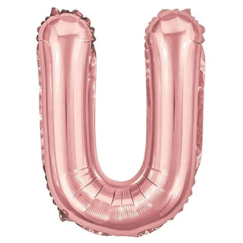 Balão Metalizado Rosé Letra U Tam 32 - Embalagem com 1 UN