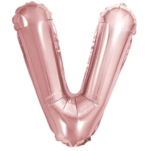 Balão Metalizado Rosé Letra V Tam 32'' - Embalagem com 1 UN
