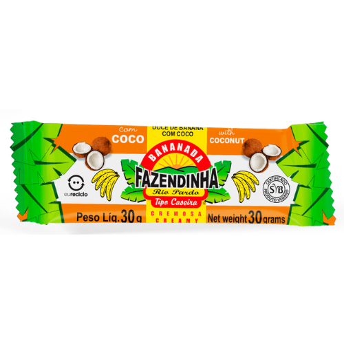 Bananada Fazendinha Tipo Caseira com Coco - Embalagem com 30G